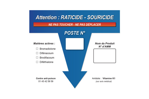 Etiquettes de signalisation pour postes à rats en lot de 100