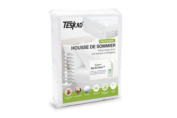 Housse de sommier professionnelle Teskad® anti punaises de lit et acariens