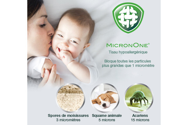 Housse D'Oreiller 60x60cm Teskad Anti-Punaises De Lit - Protection MicronOne Avec Zip-N-Click