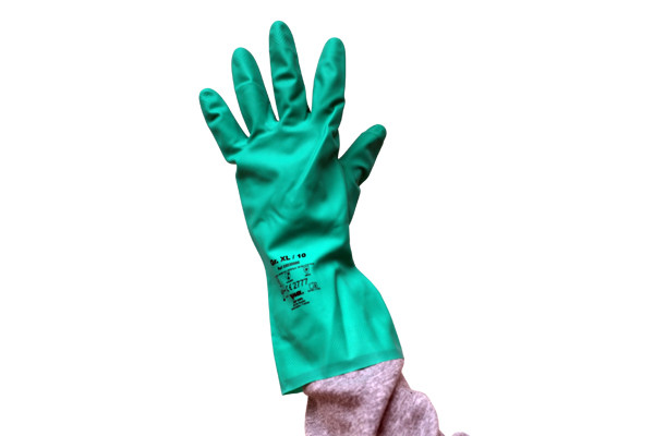 Gants nitrile vert floqué