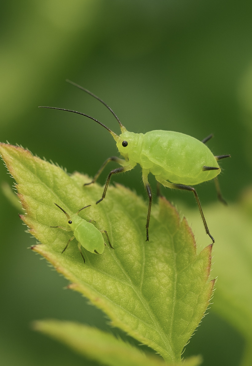deux pucerons sur une feuille